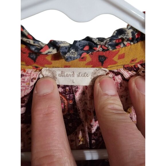 Altar’d State Boho Patchwork Tunic Dress Pink Bell Sleeve Festival Large Hippie - Picture 4 of 7